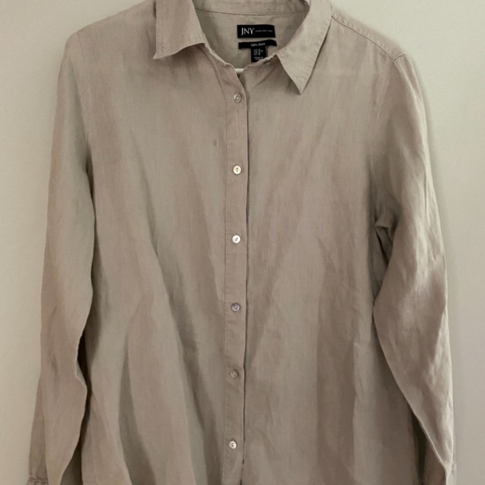 Beige Linen Button-Down